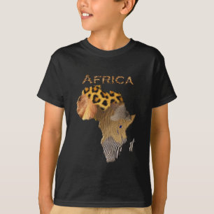 Wild Animal Textures Map of AFRICA Series T-Shirt