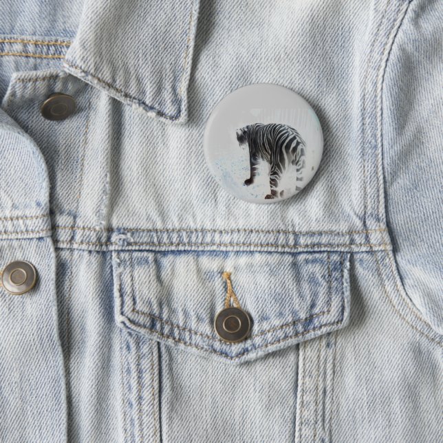 Wild Animal White Tiger Pinback Button (In Situ)
