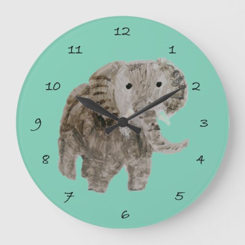 Wild Animal Wildlife Art Elephant Large Clock