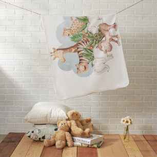 wild Animal With Jungle Tree Baby Blanket