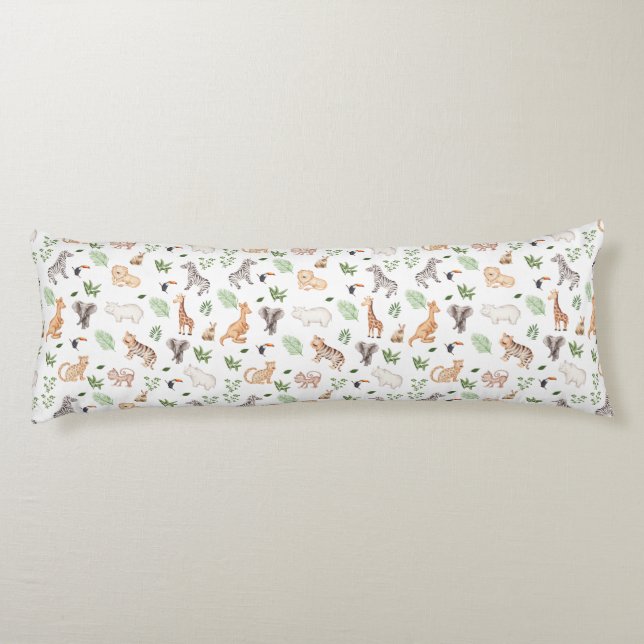 wild Animal With Jungle Tree pattern Body Pillow (Back)