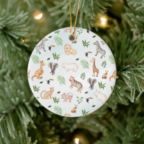 wild Animal With Jungle Tree pattern Ceramic  Ceramic Ornament