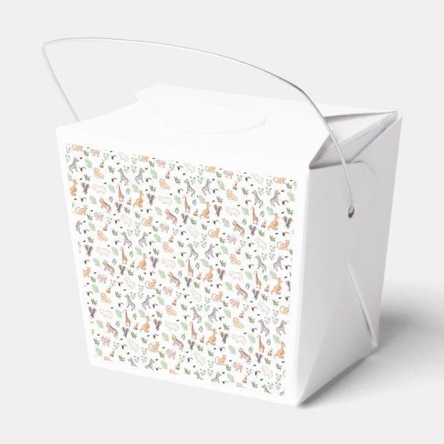 wild Animal With Jungle Tree pattern Favor Boxes (Back Side)
