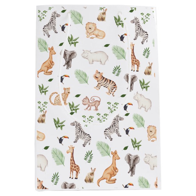 wild Animal With Jungle Tree pattern Medium Gift Bag (Front)