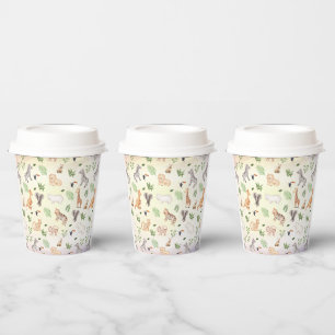 wild Animal With Jungle Tree pattern Paper Cups