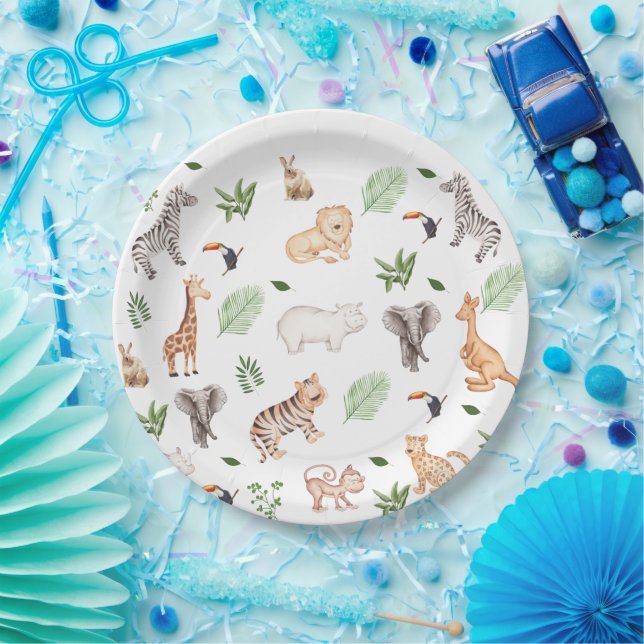wild Animal With Jungle Tree pattern  Paper Plates (Party)