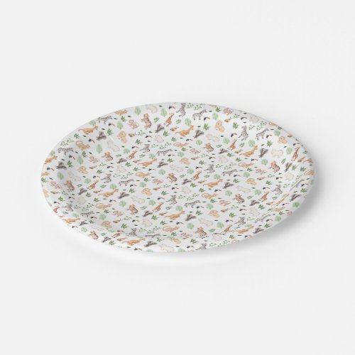 wild Animal With Jungle Tree pattern Paper Plates
