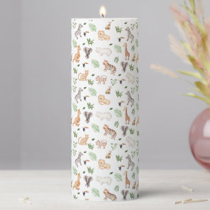wild Animal With Jungle Tree pattern Pillar Candle