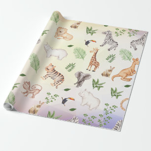 wild Animal With Jungle Tree pattern Wrapping Paper