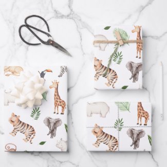 wild Animal With Jungle Tree pattern