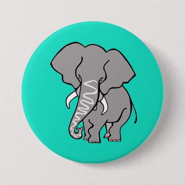 Wild animals - Aqua -  ELEPHANT- Animal lover - Button (Front)