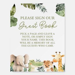Wild Animals Baby Shower Guest Book Sign