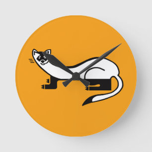 Wild animals - Black-footed FERRET - Orange Round Clock