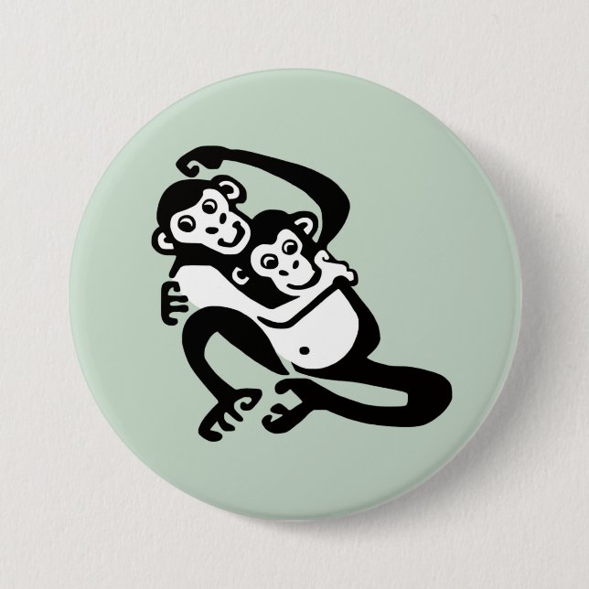 Wild animals -BONOBO -Chimpanzee - Primate - Green Button (Front)