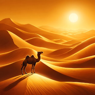 Wild animals camel desert travel dunes bright framed art