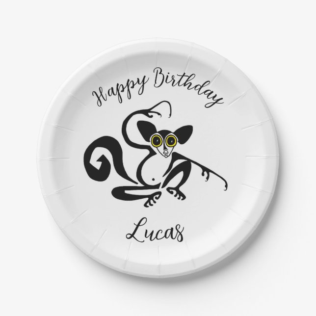Wild animals  - Cool AYE-AYE  -Wildlife - Nature Paper Plates (Front)