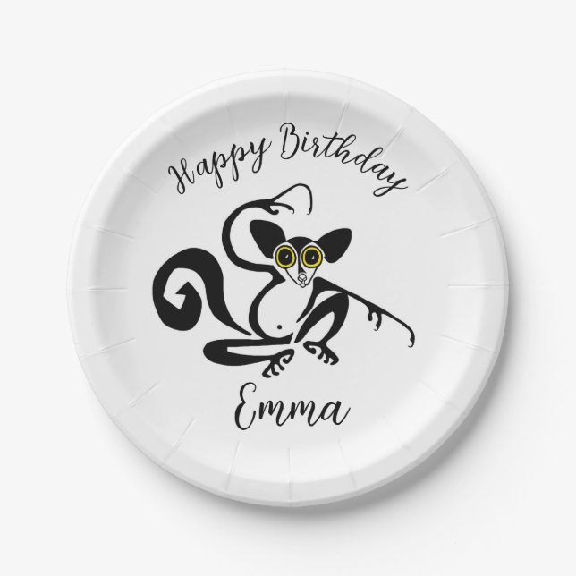 Wild animals  - Cool AYE-AYE  -Wildlife - Nature Paper Plates (Front)