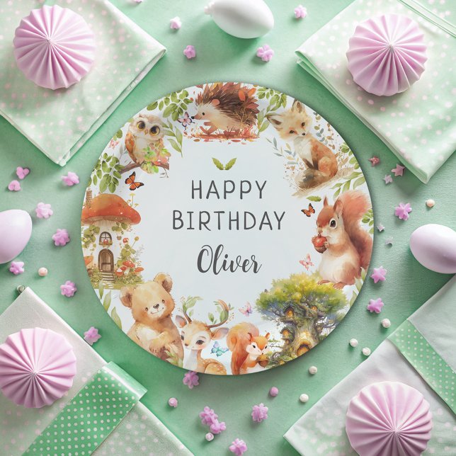 Wild Animals Cute Magical Forest Paper Plates (Creator Uploaded)