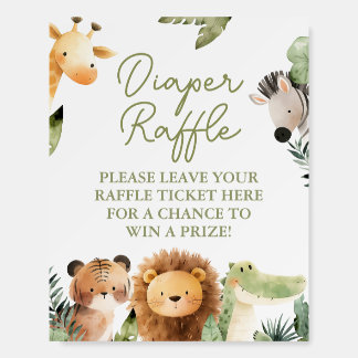 Wild Animals Diaper Raffle Game Sign
