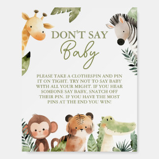 Wild Animals Don't Say Baby Shower Game Foam Board