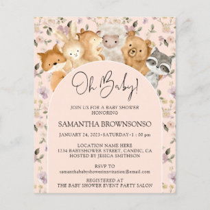 Wild Animals Forest Animals Oh Baby Shower Flyer