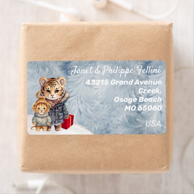 Wild animals frosty Winter gift festive custom Label (Insitu)