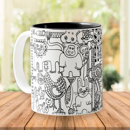 Wild Animals Fun Modern Black and White Art Mug