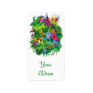 Wild Animals hidden in Surreal Jungle Label