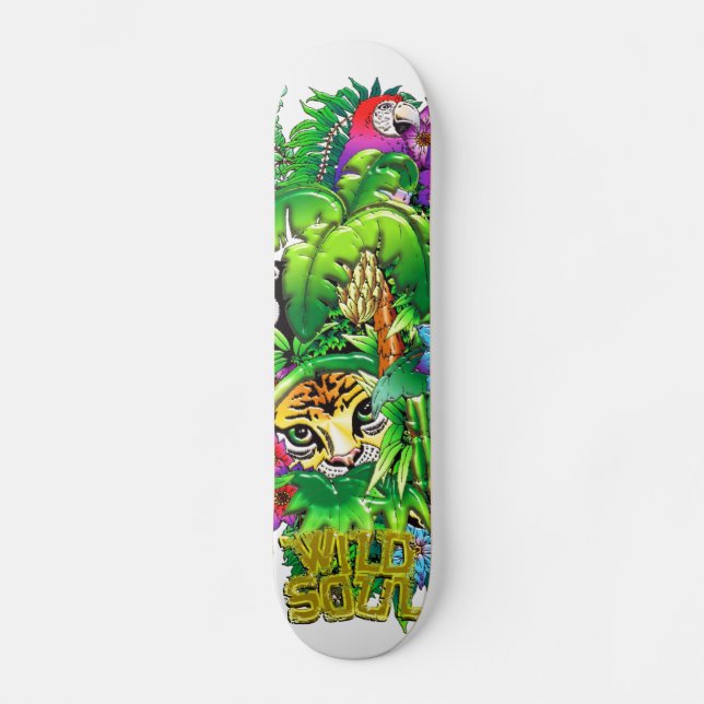 Wild Animals hidden in Surreal Jungle Skateboard (Front)