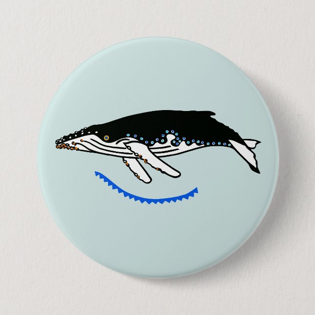 Wild animals - Humpback WHALE Wildlife  - Aqua Button (Front)