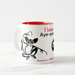 Wild animals   I love AYE-AYES - Weird wildlife -  Two-Tone Coffee Mug