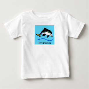 Wild animals - I love DOLPHINS - Marine blue - Baby T-Shirt