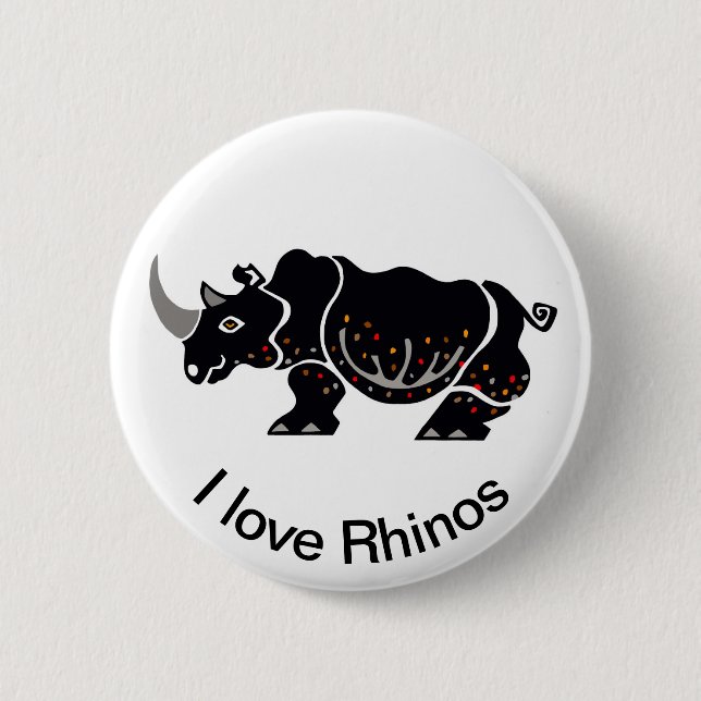 Wild animals - I love Rhinos-Wildlife- Africa Button (Front)