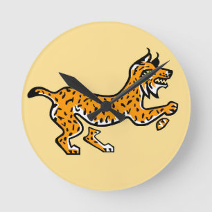 Wild animals- Iberian LYNX - Wildlife - Yellow Round Clock