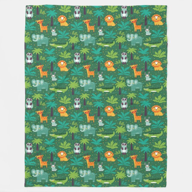 Wild Animals In Jungle Fleece Blanket (Front)