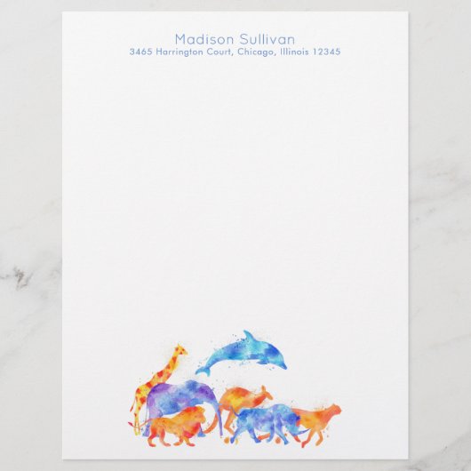 Wild Animals in Watercolor Running Together (Front)