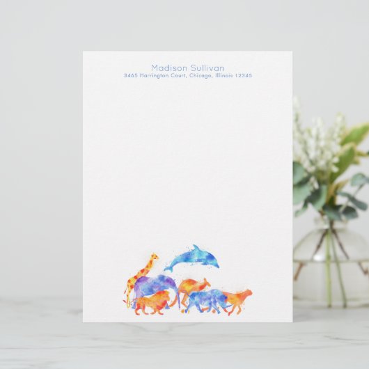 Wild Animals in Watercolor Running Together (Standing Front)