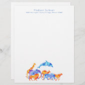 Wild Animals in Watercolor Running Together (Front/Back)