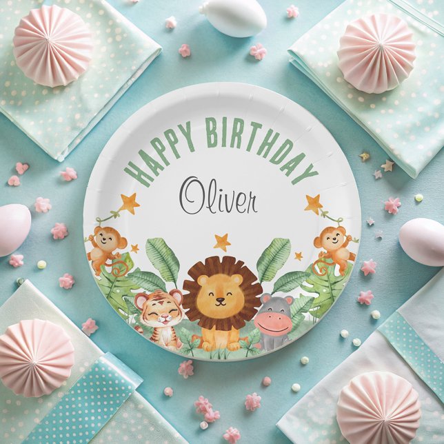 Wild Animals Jungle Animals Tropical Boy Birthday Paper Plates (Creator Uploaded)