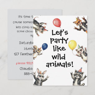 Wild Animals Kids Party Digital Download  Invitation