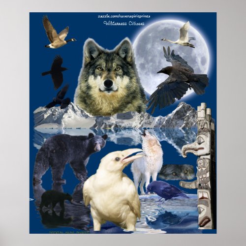 WILD ANIMALS Montage Art Poster