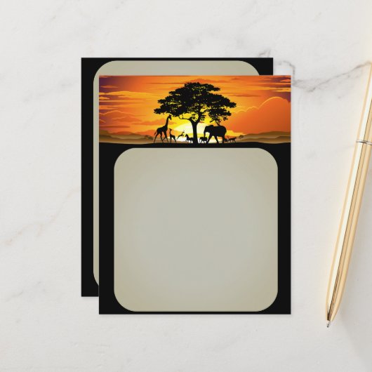 Wild Animals on African Savanna Sunset (Front/Back In Situ)