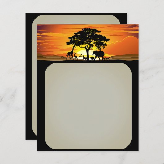 Wild Animals on African Savanna Sunset (Front/Back)