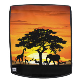 Wild Animals on African Savanna Sunset Backpack