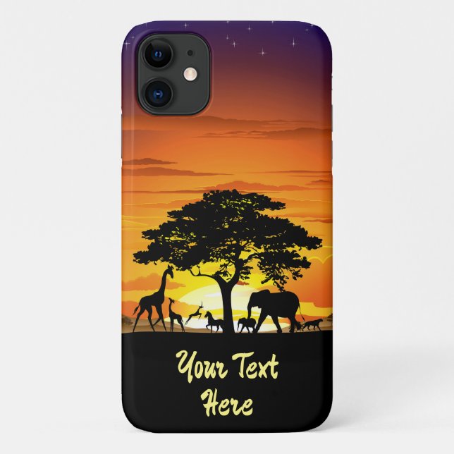 Wild Animals on African Savanna Sunset Case-Mate iPhone Case (Back)