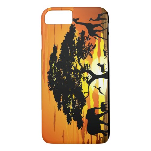 Wild Animals on African Savanna Sunset iPhone 87 Case