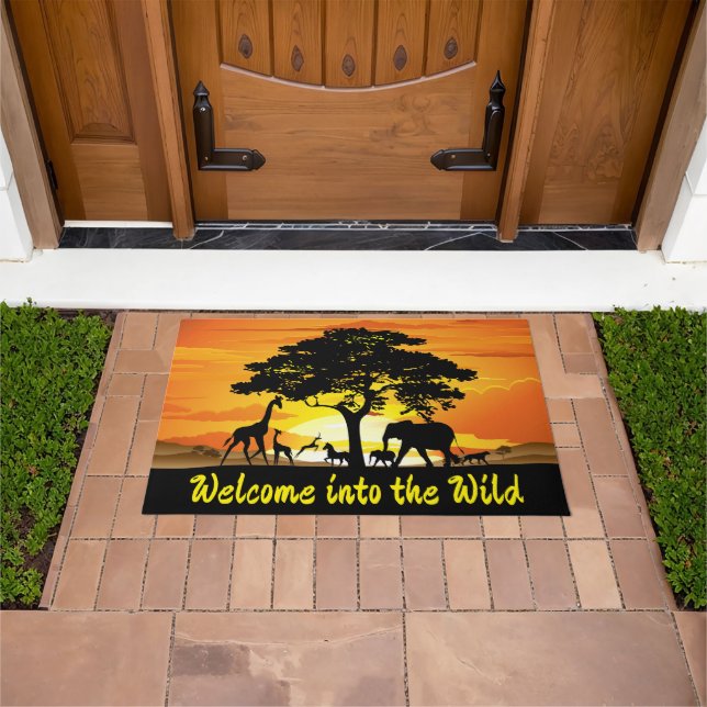 Wild Animals on African Savanna Sunset Doormat (Outdoor)