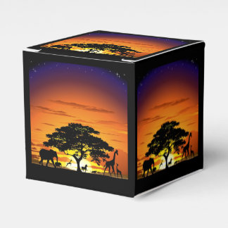 Wild Animals on African Savanna Sunset Favor Boxes