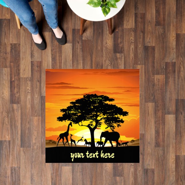Wild Animals on African Savanna Sunset Floor Decals (Floor)