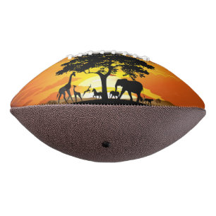Wild Animals on African Savanna Sunset Football